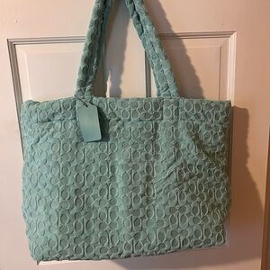 Terry cloth coach tote